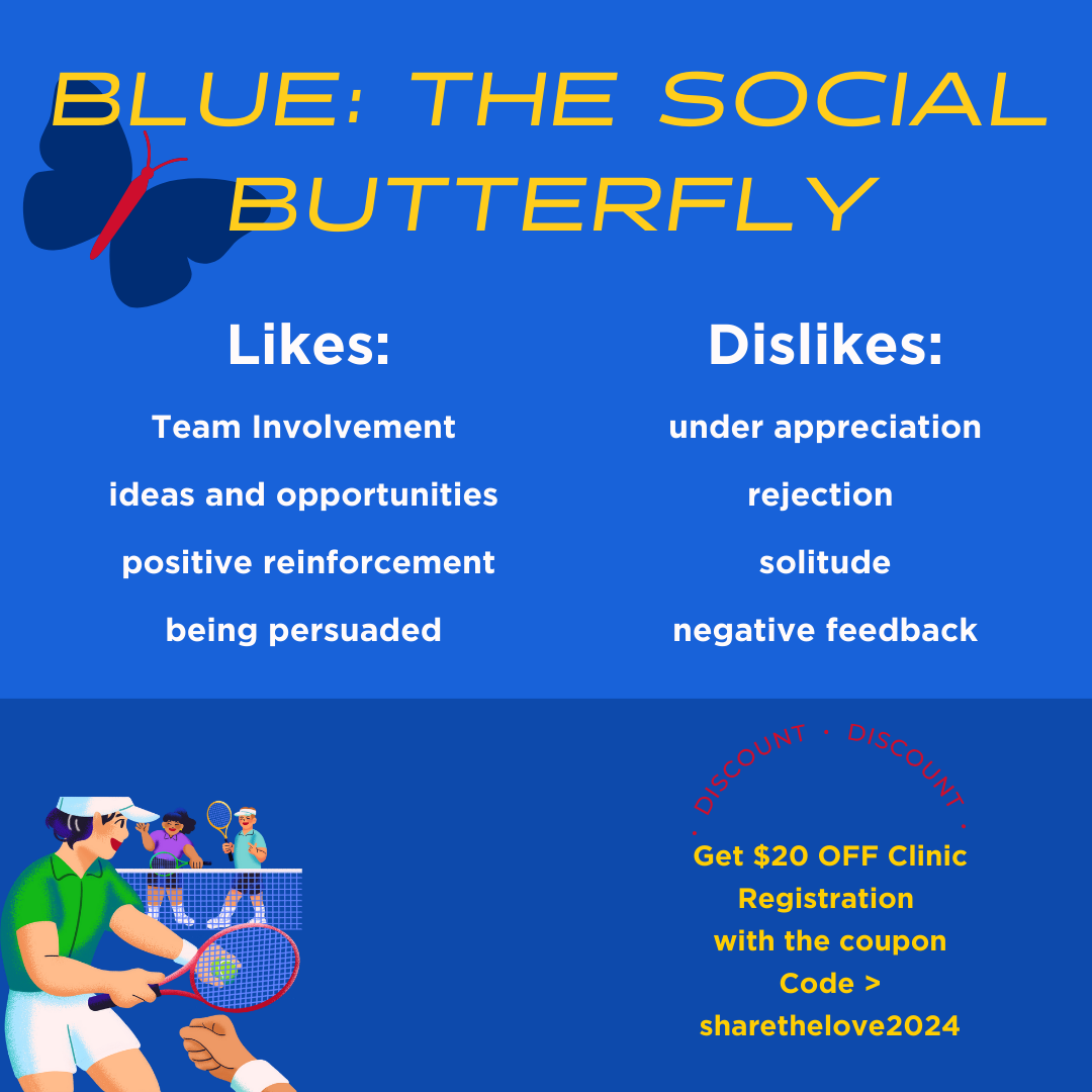 Blue: The Social Butterfly!

Your blue is so likeable. They are fun-loving and just want to be friends with everyone; however, they can also tend to be a bit distracted. Persuading them with group activities that aid their extroversion while also teaching them skills is essential. 