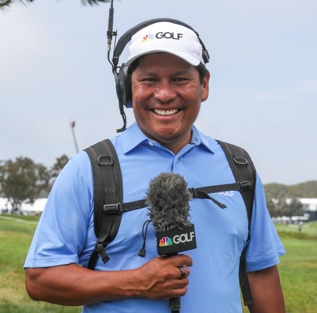 Notah Begay III an indigenous Golfer announcing for Golf Channel